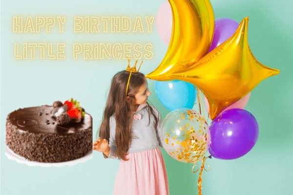 Heartfelt birthday wishes for your little princess with a colorful birthday cake.