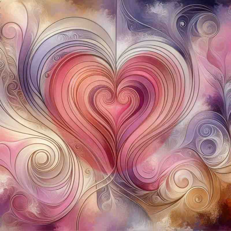 Abstract heart artwork with swirling pastel colors and dreamy textures.