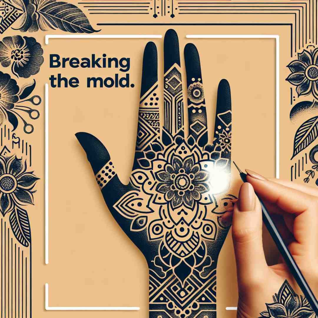 Bold and innovative modern Mehndi design, ideal for mehndi captions for Instagram.