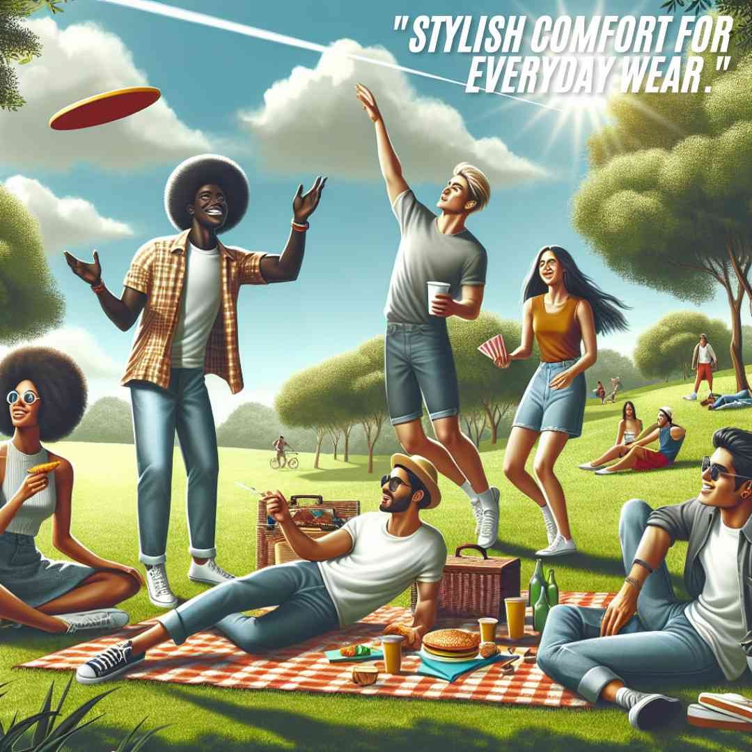 Casual day out with friends in a park, perfect for a relaxed saree caption capturing carefree moments.