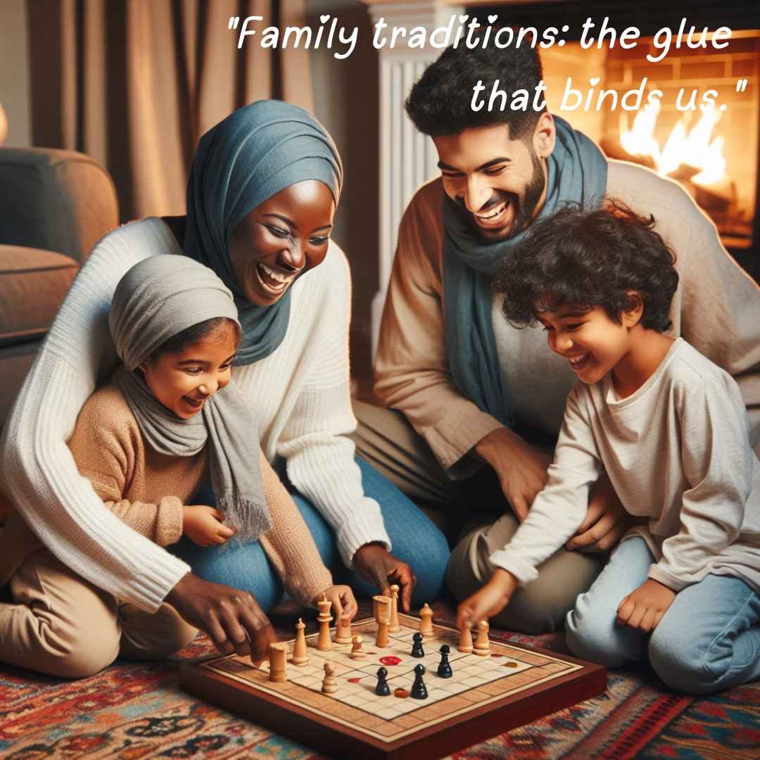 Family playing a board game in a cozy living room, enjoying laughter and warmth together.