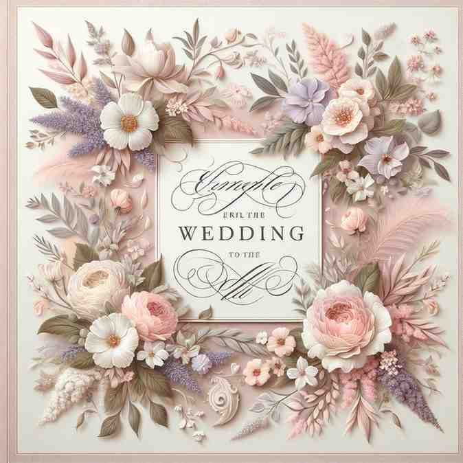 Elegant floral wedding congratulations card with pastel roses and calligraphy.
