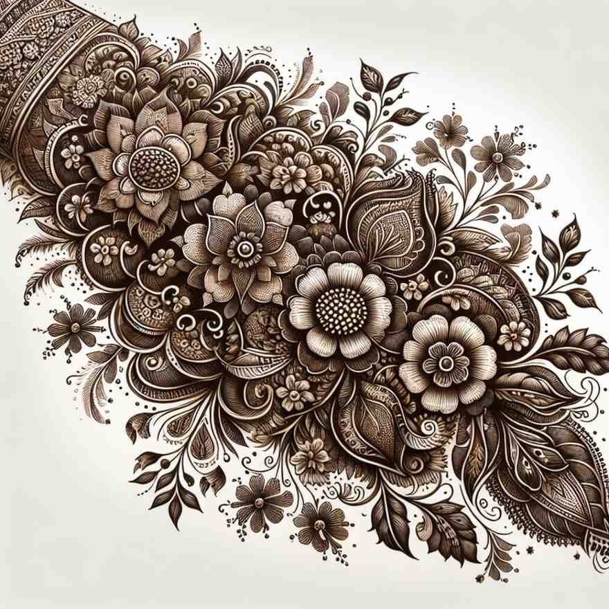 Timeless Mehndi art with detailed elegance, suited for Instagram mehndi captions.