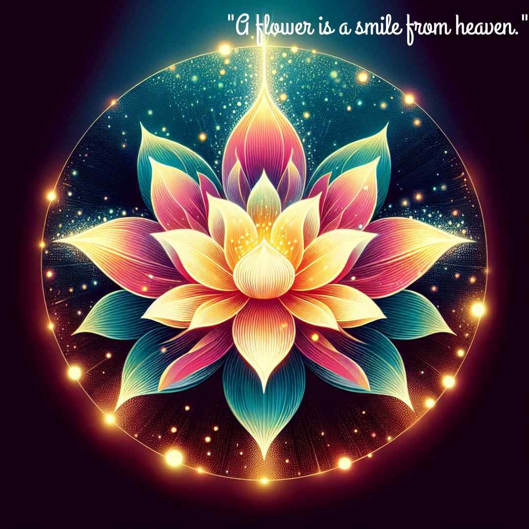 Radiant flower glowing warmly, reflecting a heavenly smile.