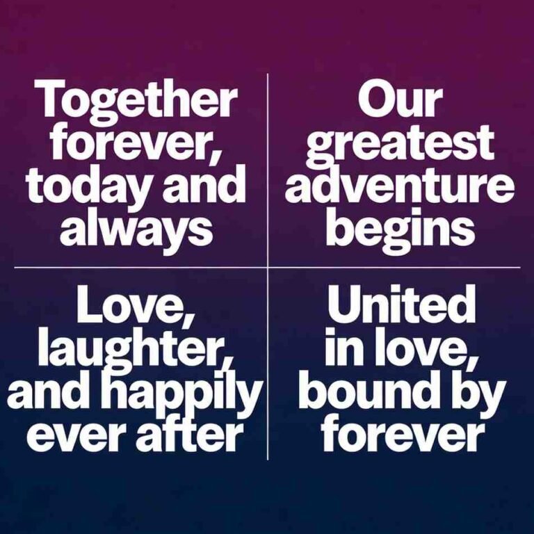Unique marriage invitation quotes grid on dark gradient background with bold modern font