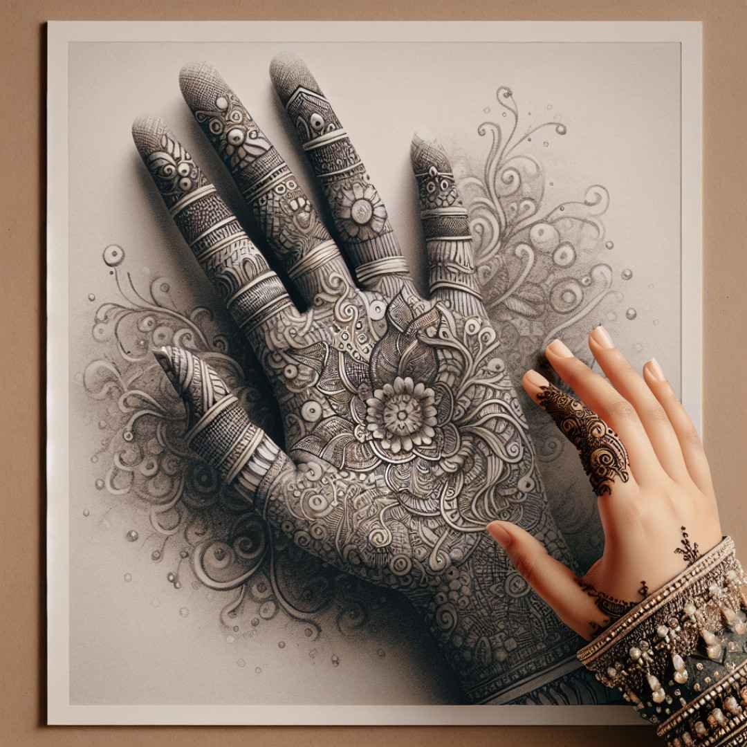 Exquisite bridal Mehndi design, highlighting elegance for mehndi captions for Instagram.