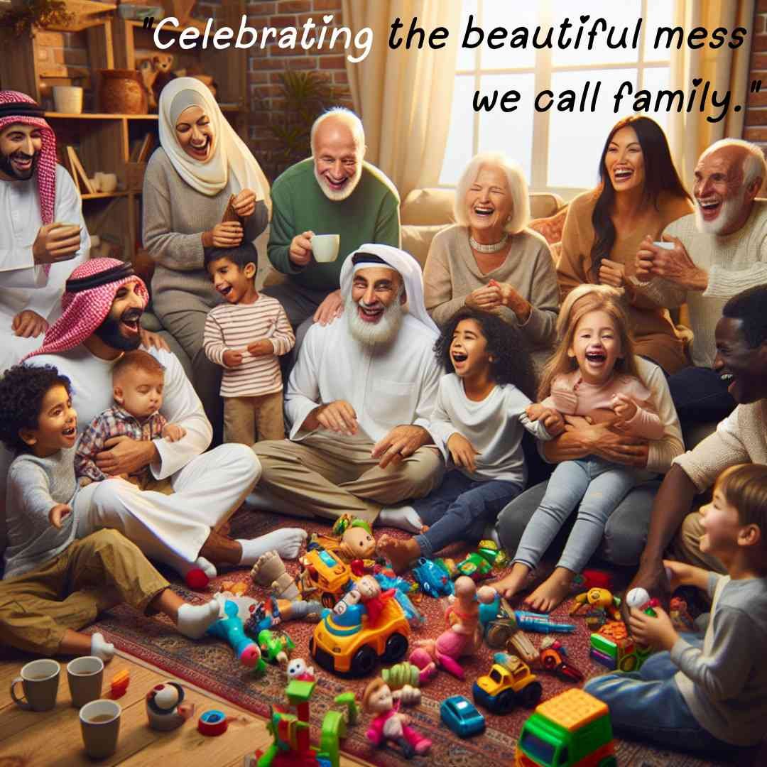 Multigenerational family enjoying playtime together indoors