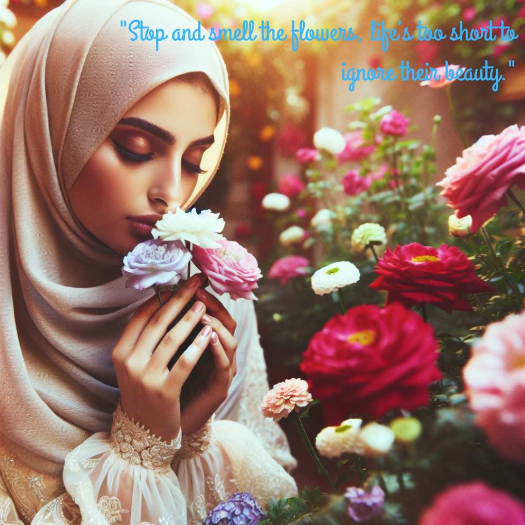 Person enjoying the fragrance of diverse flowers, embracing life's beauty.