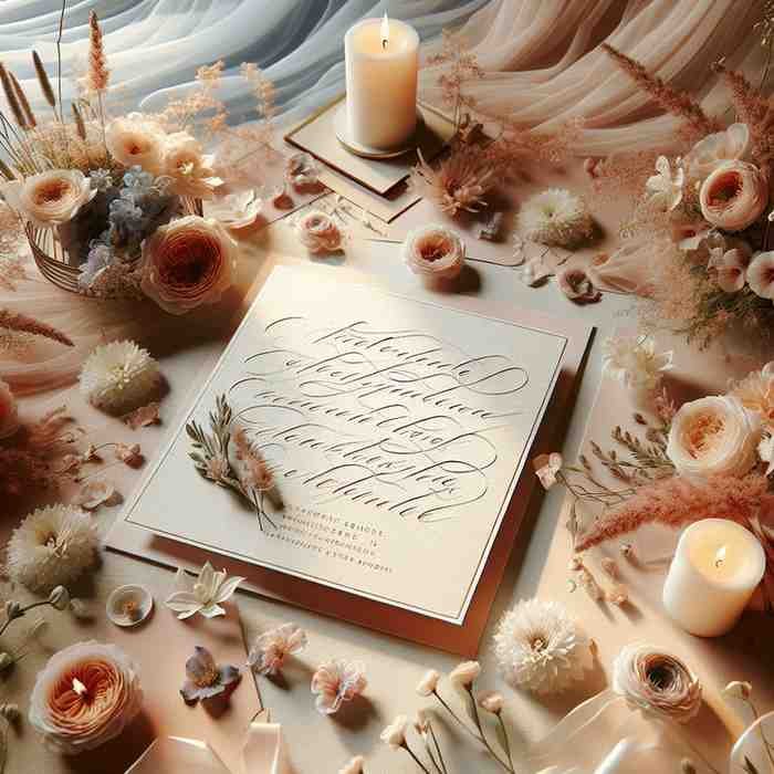 Romantic love letter surrounded by candles, seashells, and soft decor