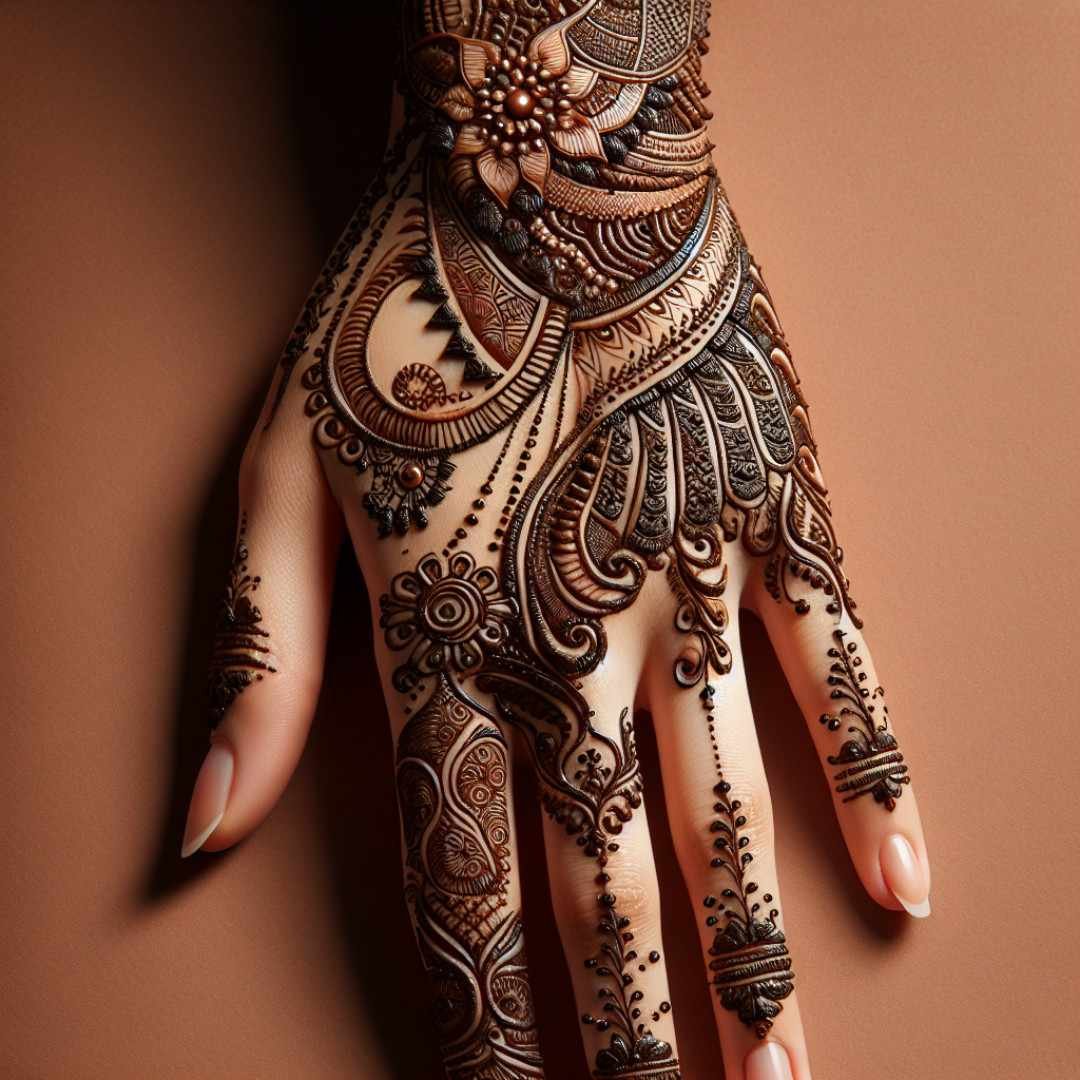 Delicate bridal Mehndi, perfect for showcasing on mehndi captions for Instagram.