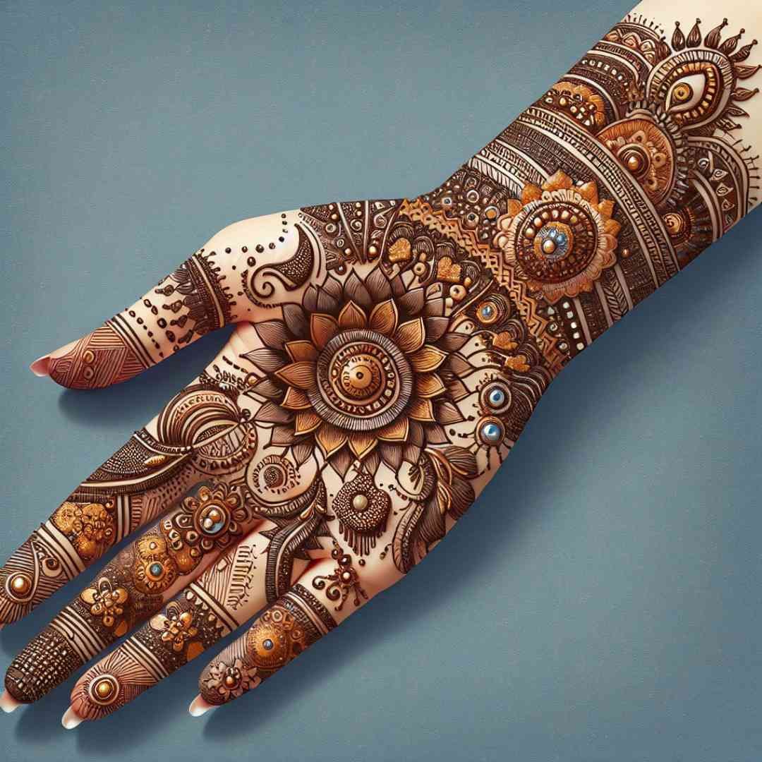 Contemporary Mehndi art blending tradition and modern trends, perfect for Instagram captions.