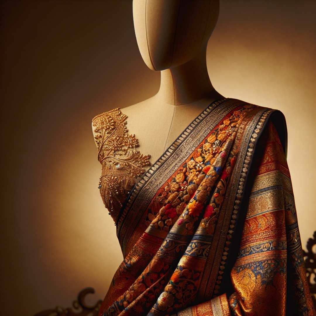 "Traditional captions for Instagram: vibrant Indian saree"