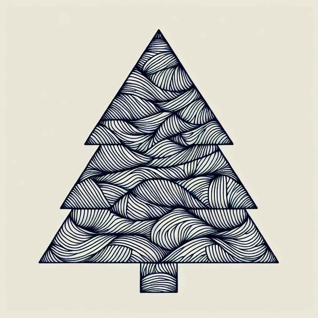 Abstract Christmas tree design with wavy line pattern