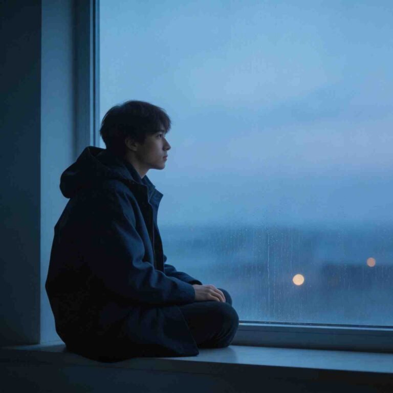 alone captions for Instagram sad mood solo person by window