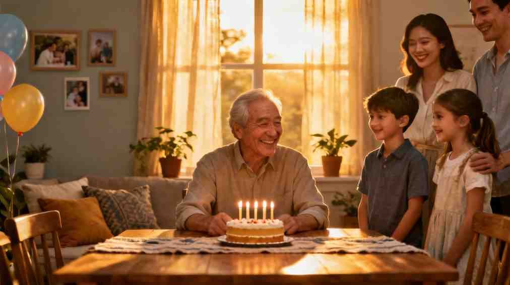 birthday wishes for grandfather – family celebrating grandfather’s birthday at home