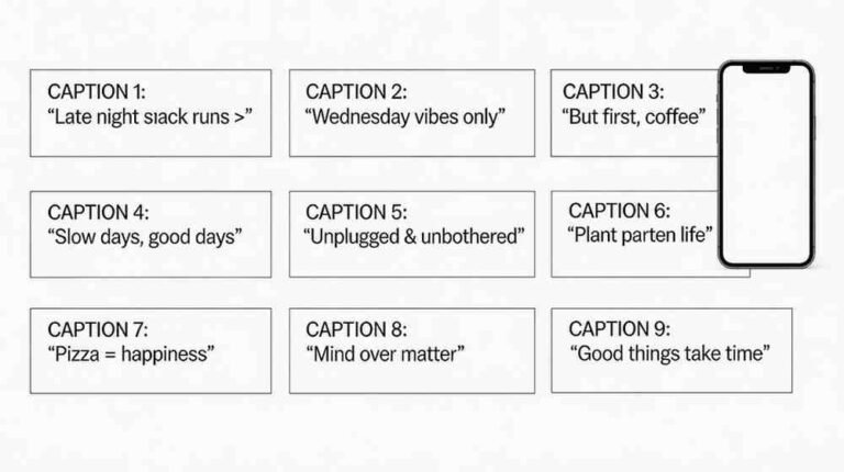 ready-to-copy black and white Instagram captions in simple boxes