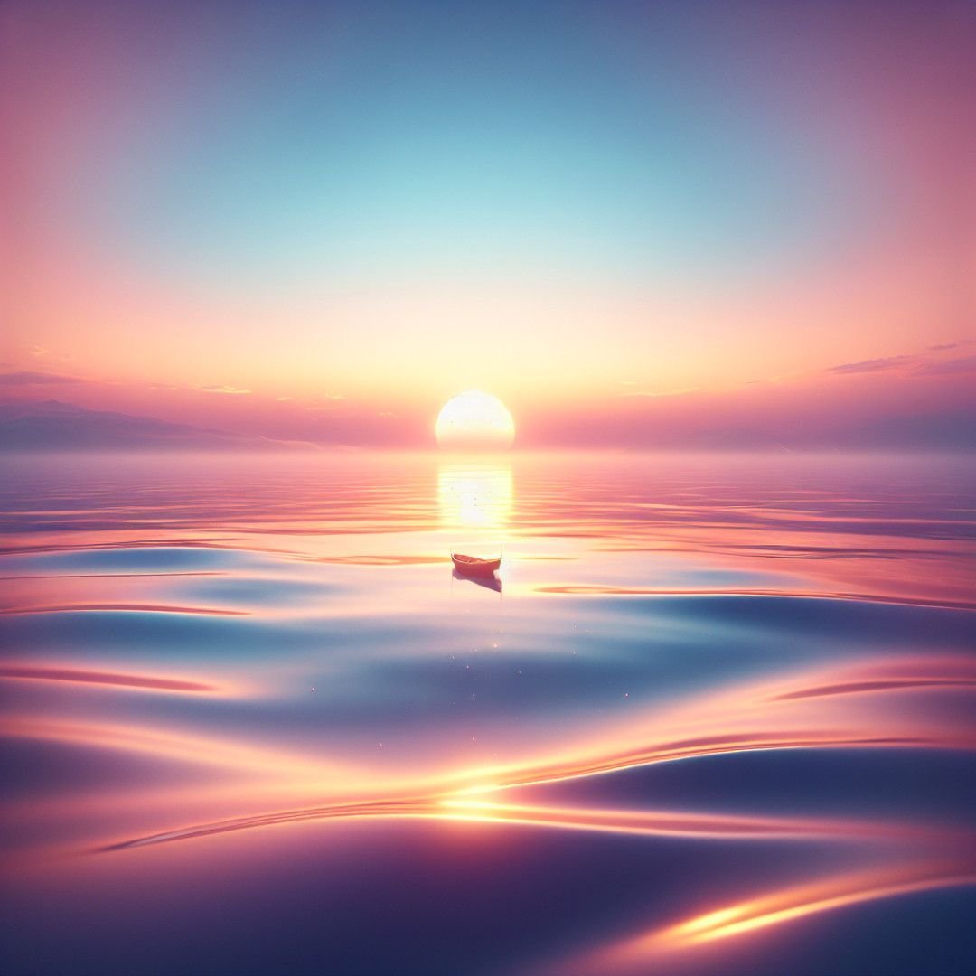 Lonely boat drifting on a calm ocean at sunset symbolizing broken trust quotes and solitude