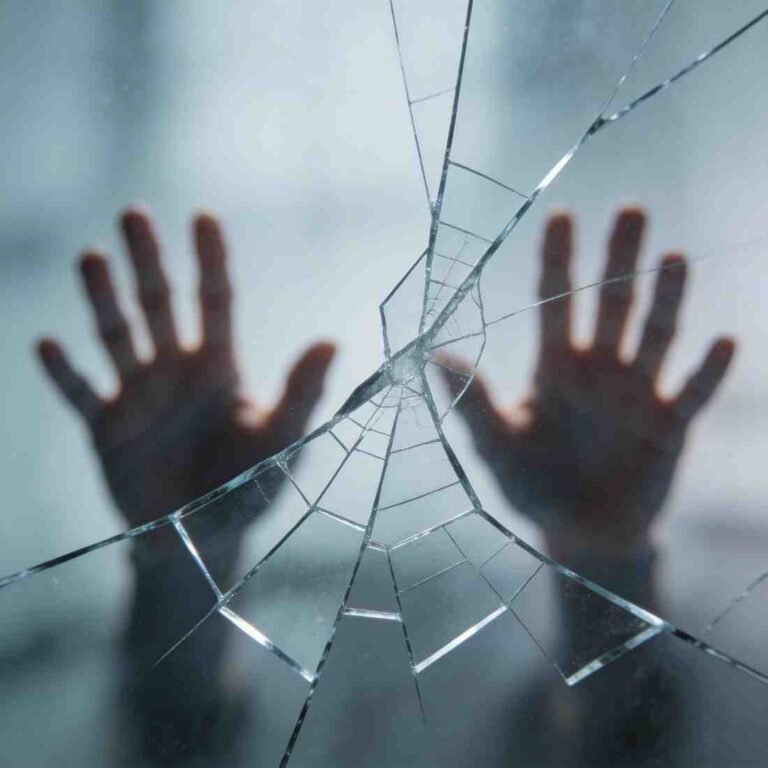 shattered glass reflection — broken trust quotes pain