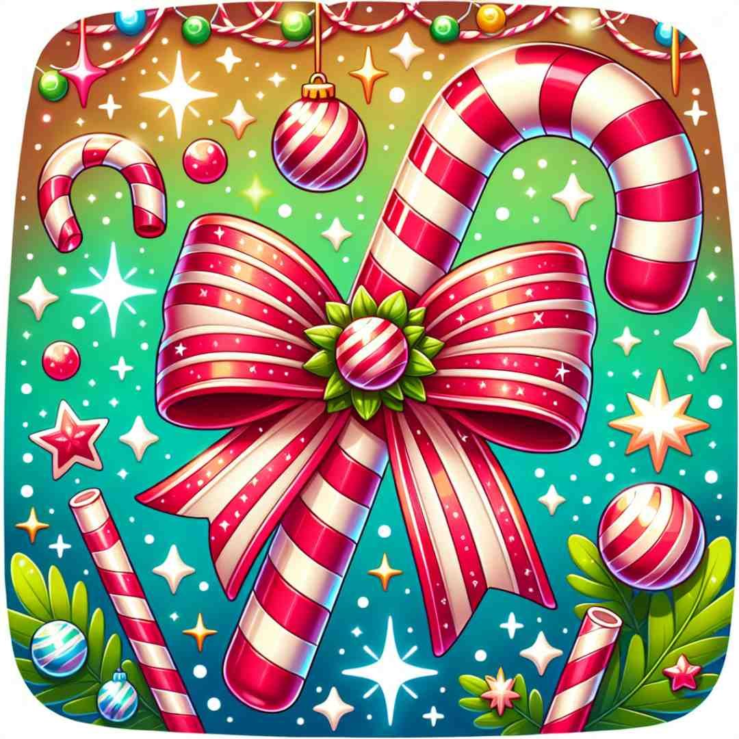 Christmas drawing for kids illustrating a candy cane with classic red and white stripes in a festive pattern.