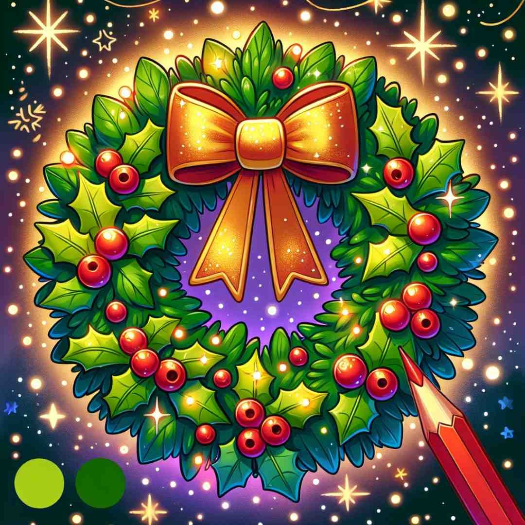 Christmas drawing for kids portraying a cheerful elf with a round face, pointy ears, and a festive hat.