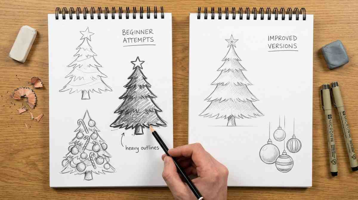 Common beginner mistakes in Christmas drawings and sketching
