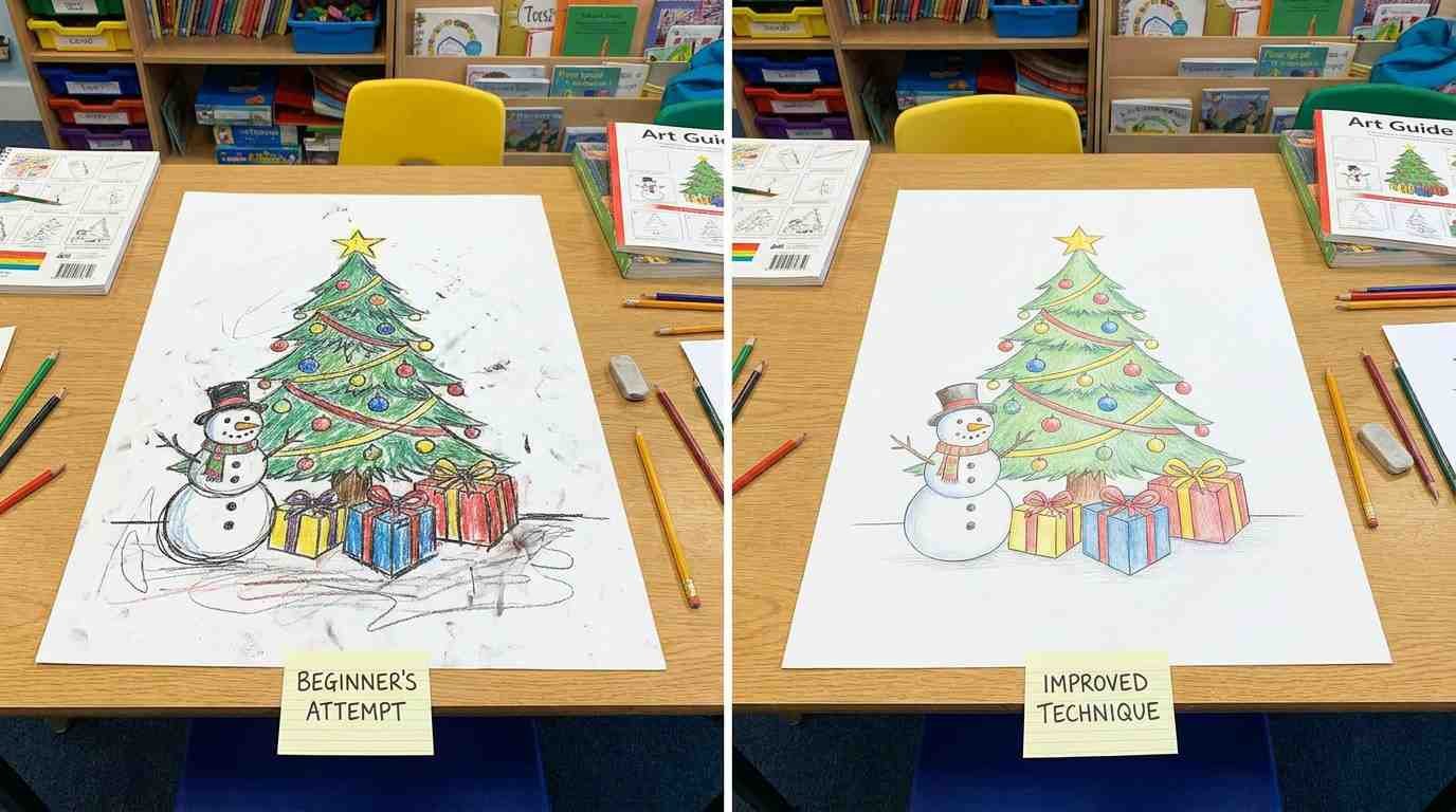 Common mistakes children make while drawing Christmas pictures