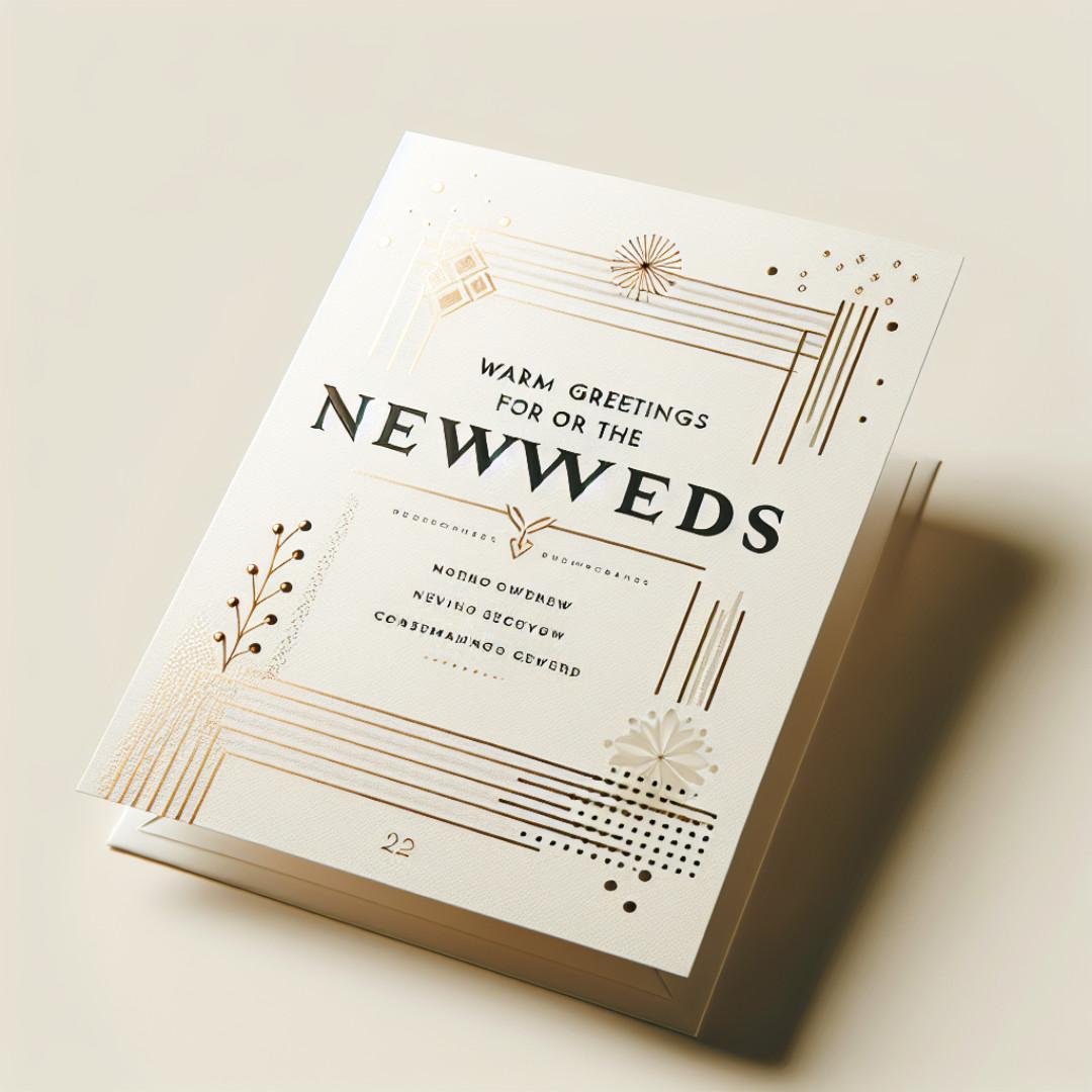 Modern newlywed card: A sleek, modern greeting card for newlyweds featuring contemporary typography and geometric patterns, ideal for a chic celebration.