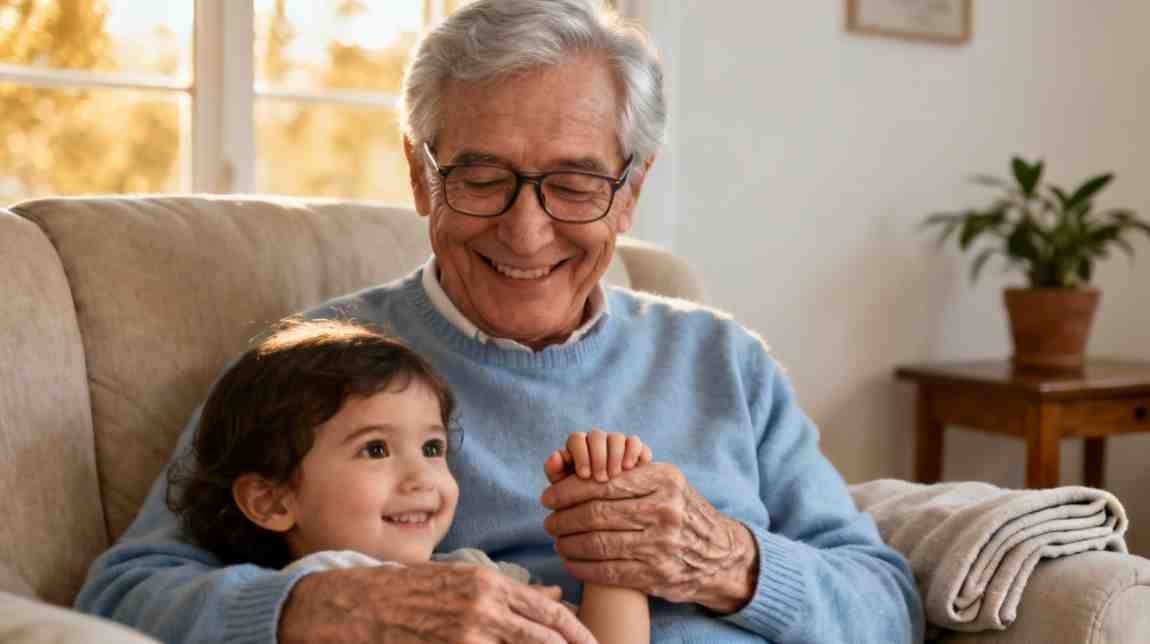 emotional birthday wishes for grandfather moment with grandchild at home