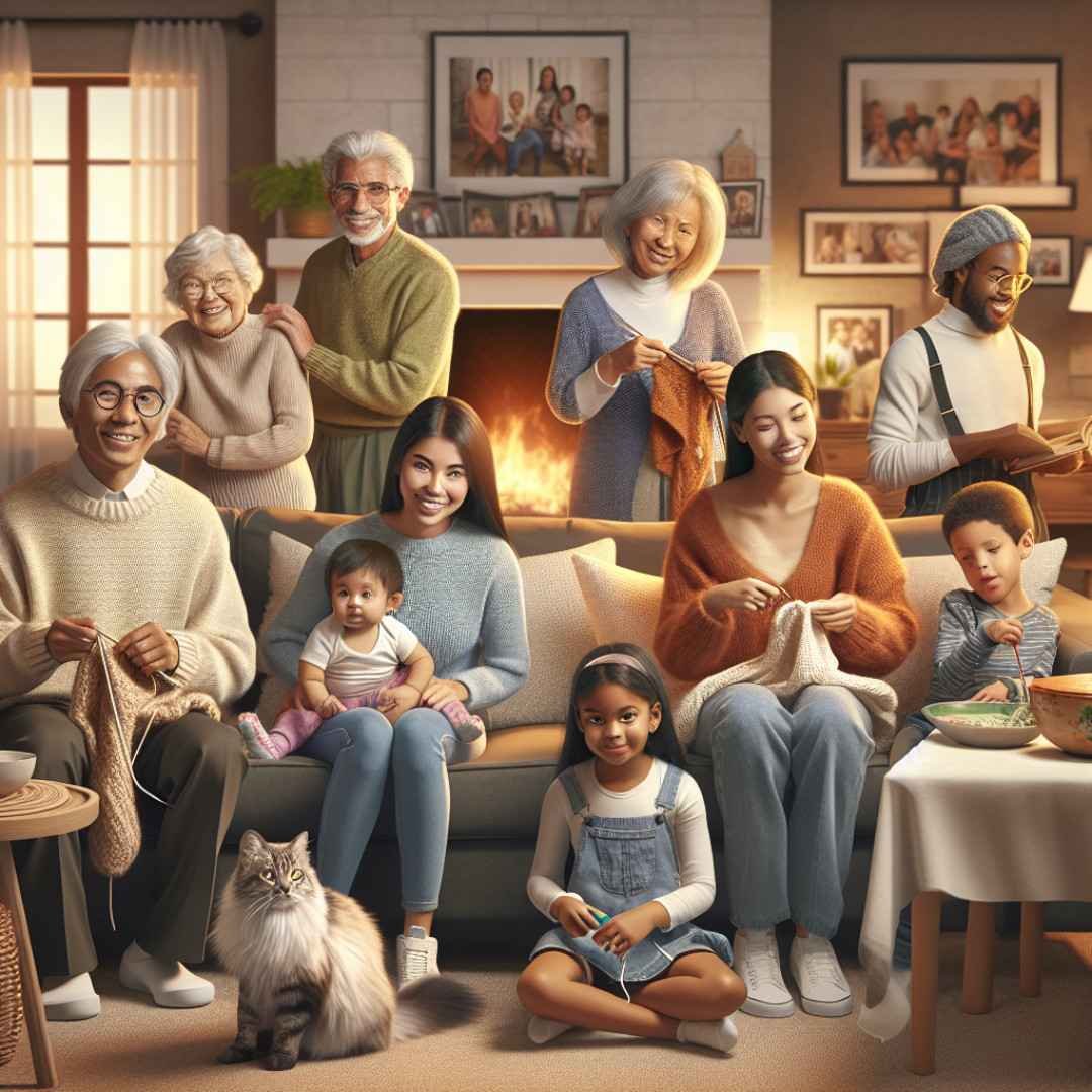 Extended family spending quality time together in a cozy living room