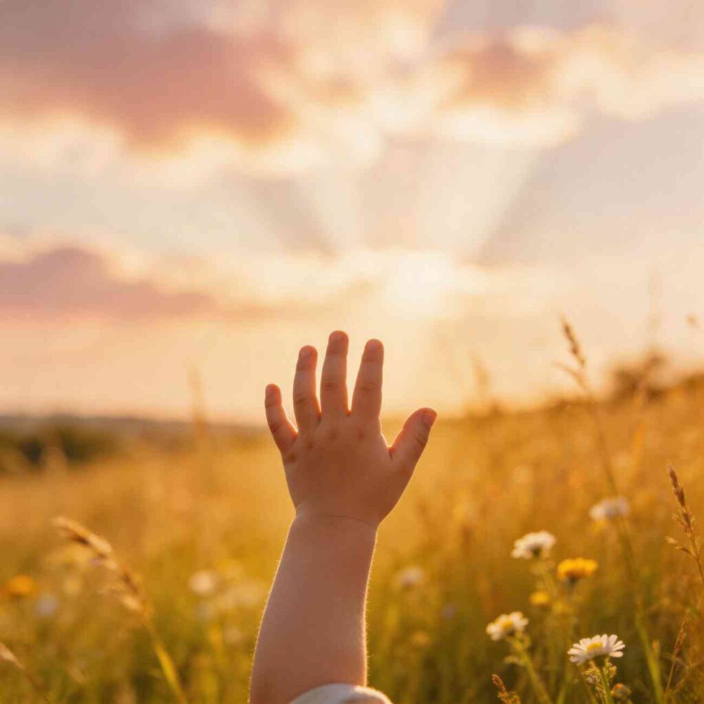 Featured childhood memories quotes with soft-focus dreamy meadow scene