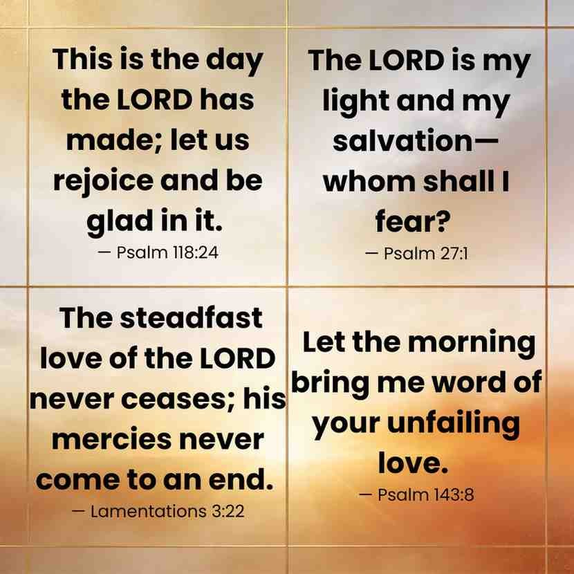 Good morning Bible quotes on sunrise background with faith, hope, and inspiration