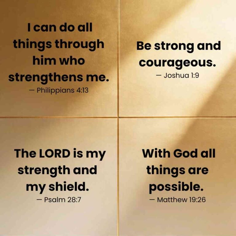 Bible verses about strength and faith on warm golden background for daily inspiration