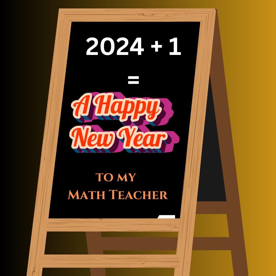 Fun New Year wish for math teacher on chalkboard
