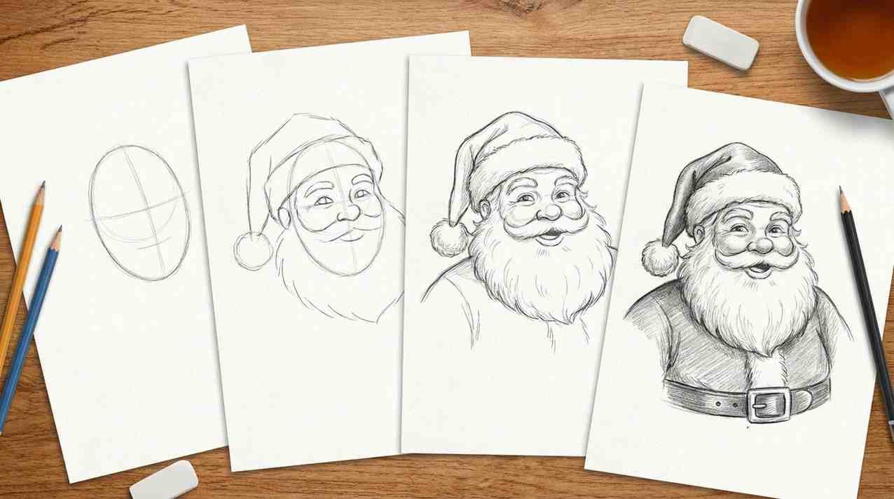 Step-by-step Santa Claus drawing tutorial for beginners