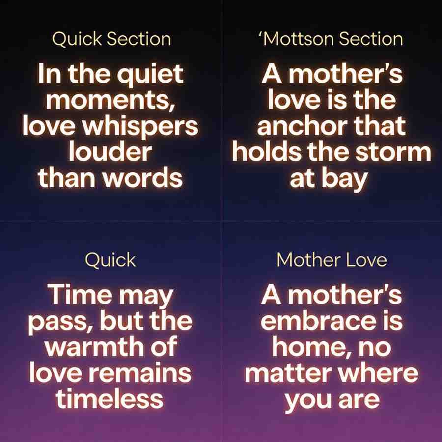 Emotional mom dad quotes grid on dark gradient background with bold modern font
