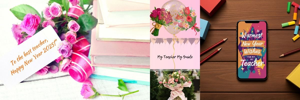 Teacher appreciation image with flowers and pastel books