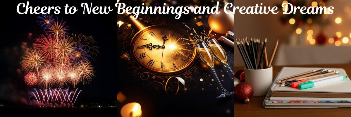 Elegant New Year celebration scene with a vintage clock and champagne glasses