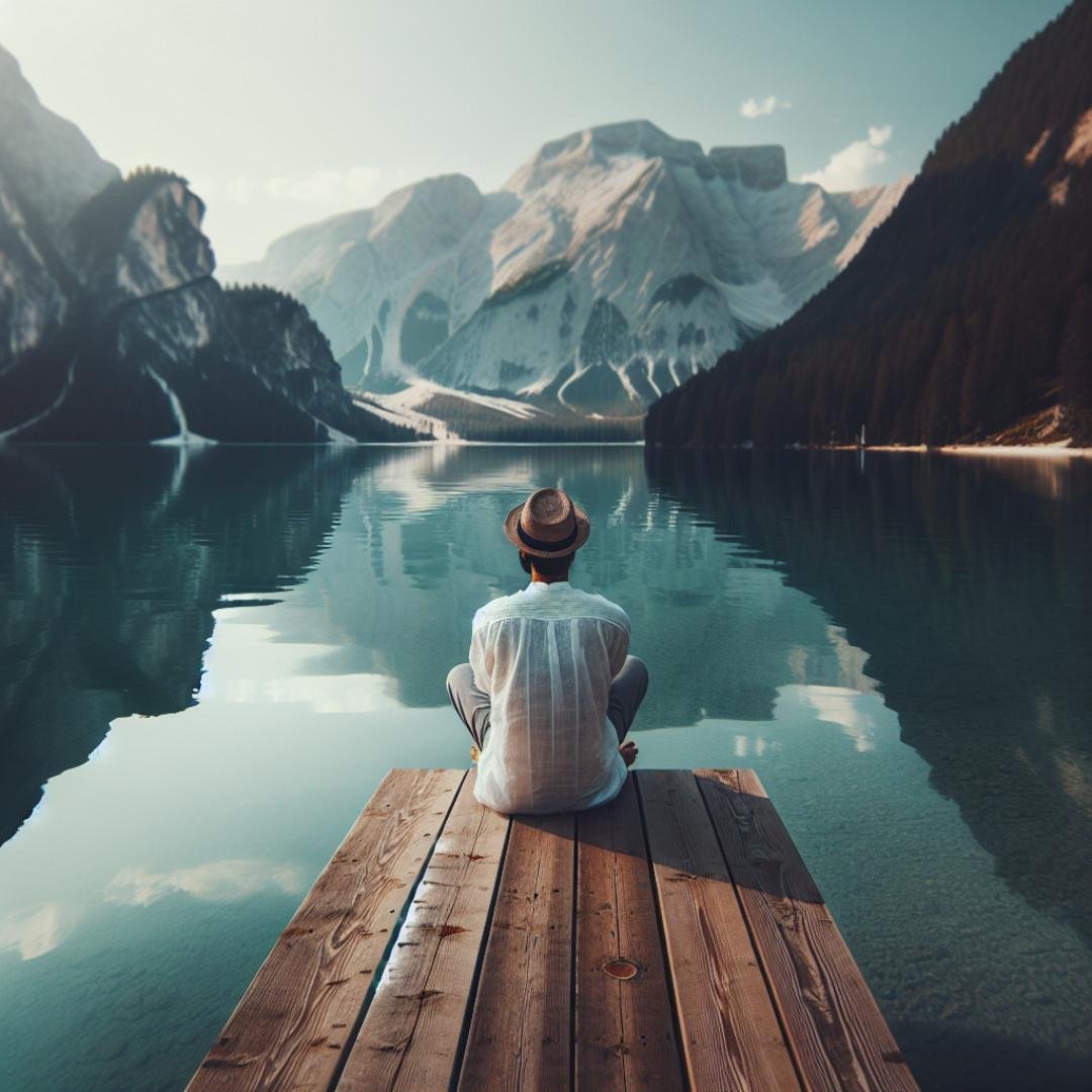 Lakeside Reflection: Alone on a dock, seeking clarity in peaceful waters. #alonecaptionsforInstagram