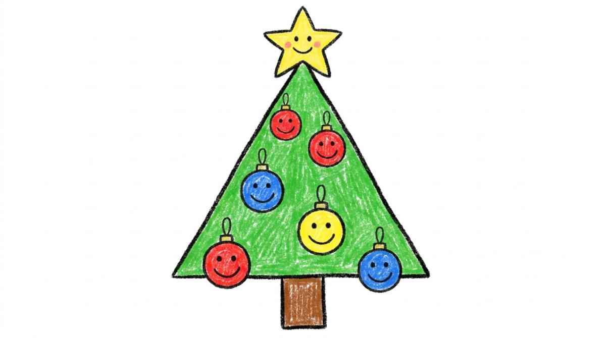 Cute preschool Christmas tree drawing for kids