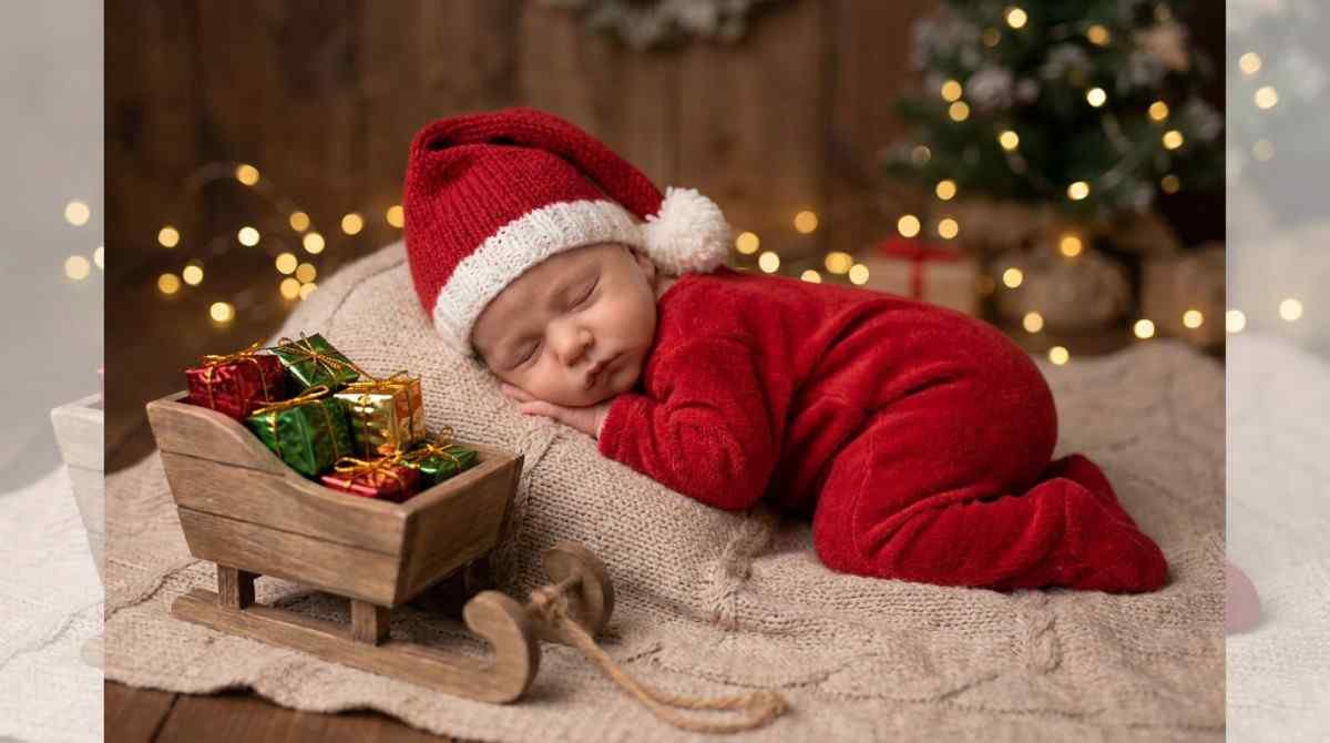 Santa baby Christmas newborn photoshoot
