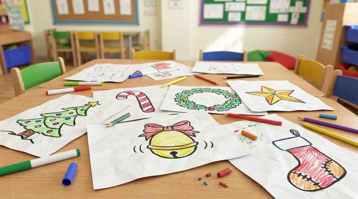 Simple Christmas decoration drawing ideas for kids