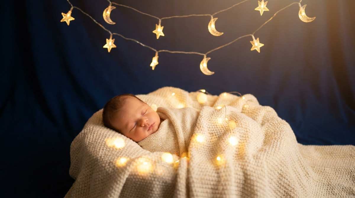 Starry night Christmas newborn photoshoot idea