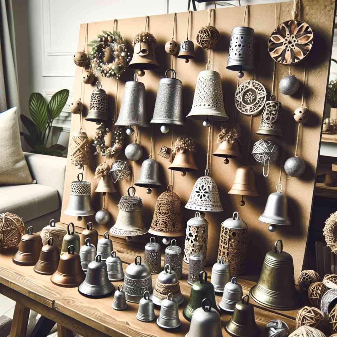 Upcycled bells showcasing creativity and eco-friendly design through repurposed materials.