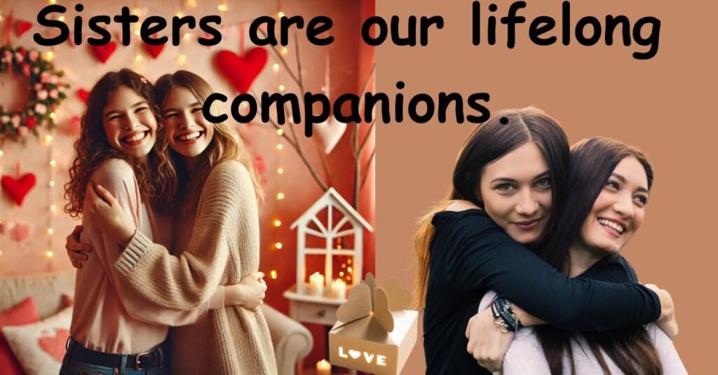 Sisters sharing a heartfelt hug in a cosy Valentine’s Day setting, embodying love and Sister Valentines Day Quotes.