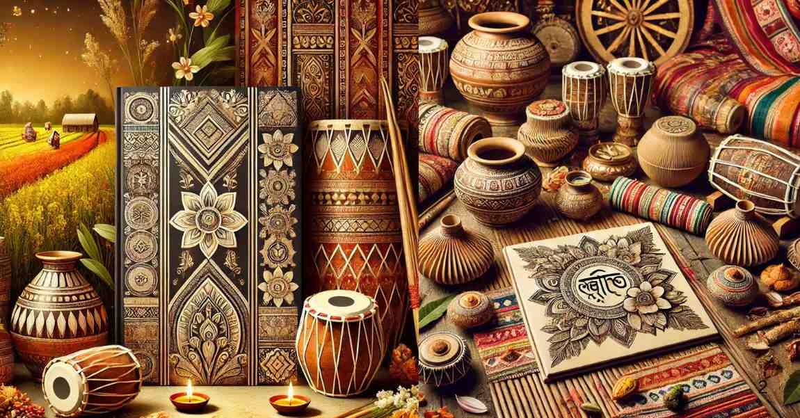 Assamese traditional pottery, bamboo crafts, and musical instruments