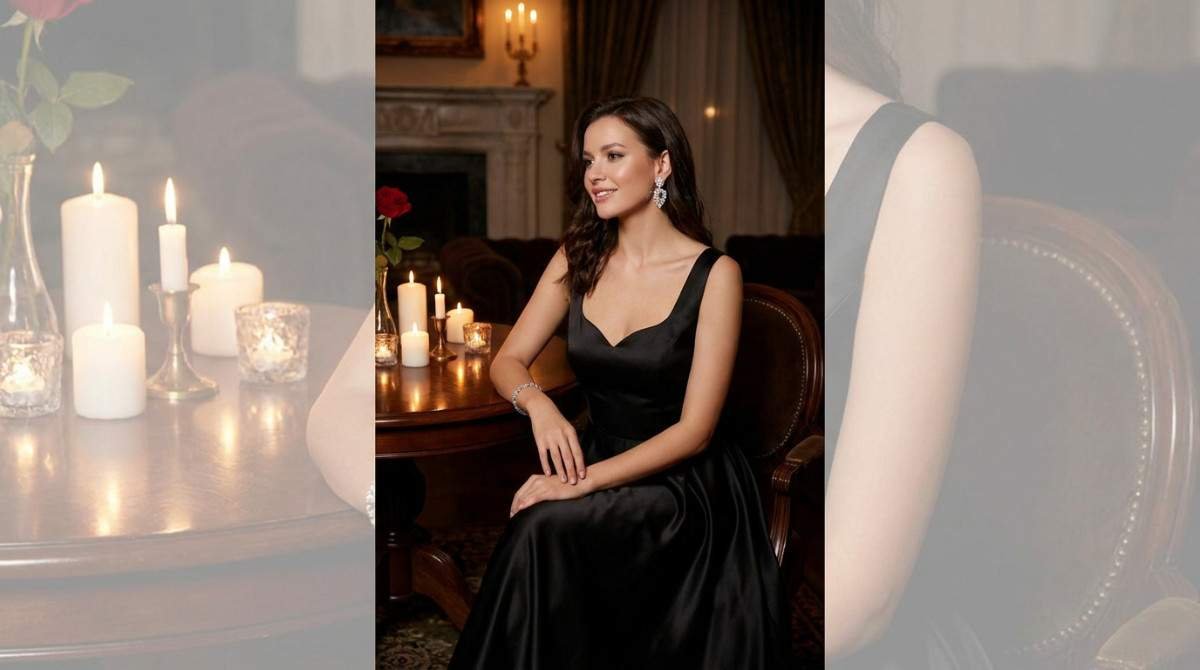 Elegant black valentine dress for women