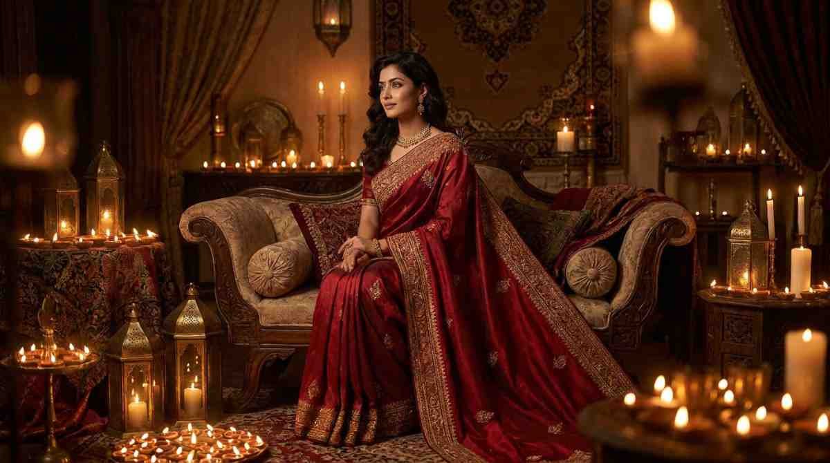 Classic red valentine saree idea