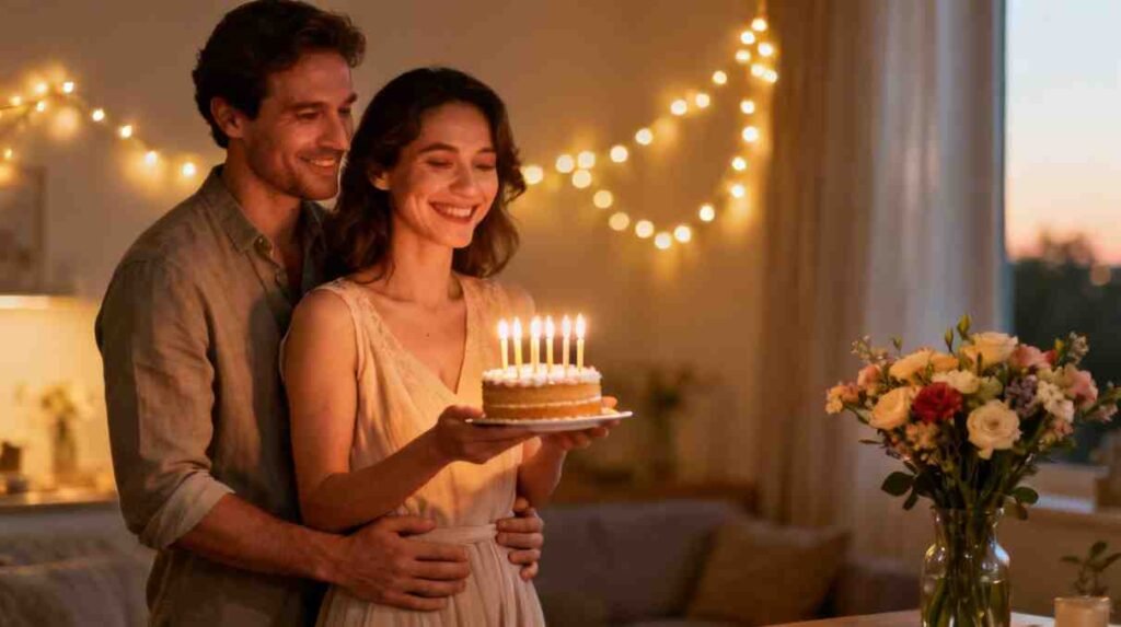 happy birthday quotes for wife romantic birthday celebration with couple and cake