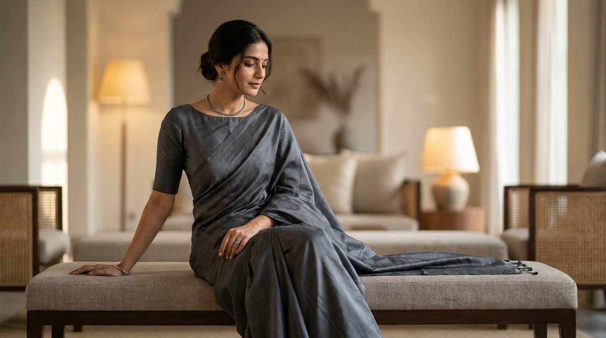 Minimalist romantic saree look