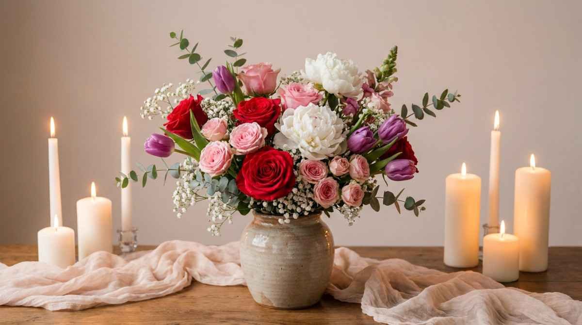 Mixed Valentine flower bouquet ideas